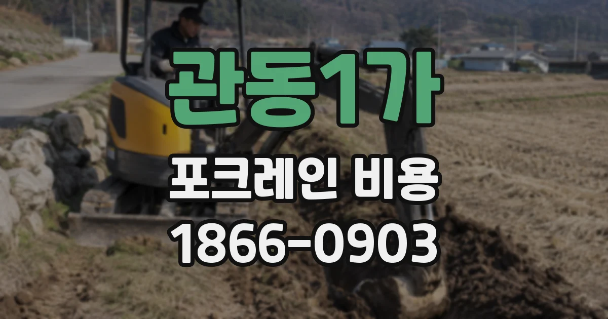 관동1가 포크레인 비용