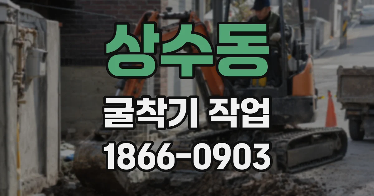 상수동 굴착기 작업