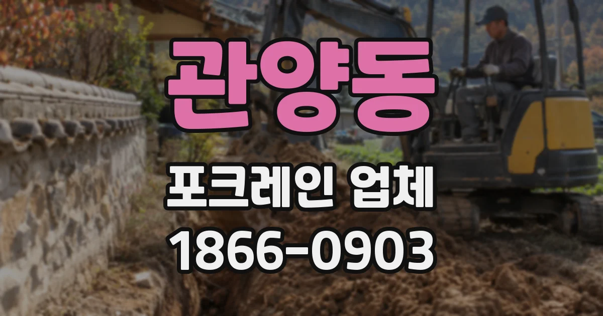 관양동 포크레인 업체