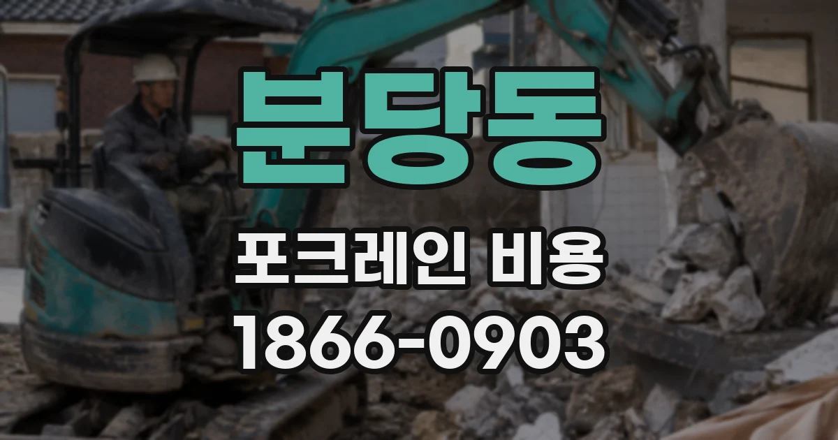 분당동 포크레인 비용