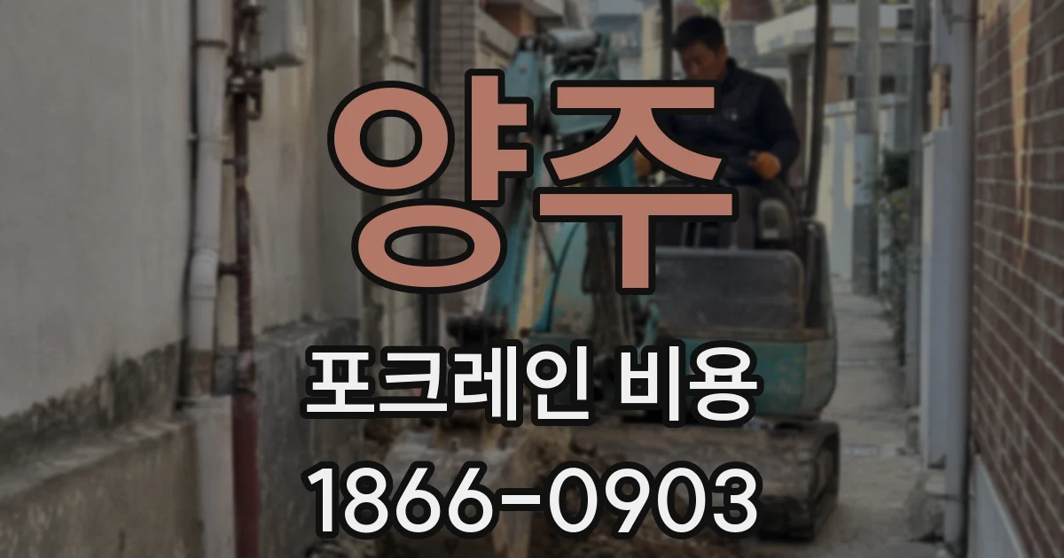 양주 포크레인 비용
