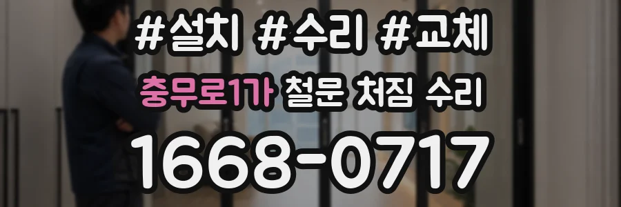 충무로1가 철문 처짐 수리