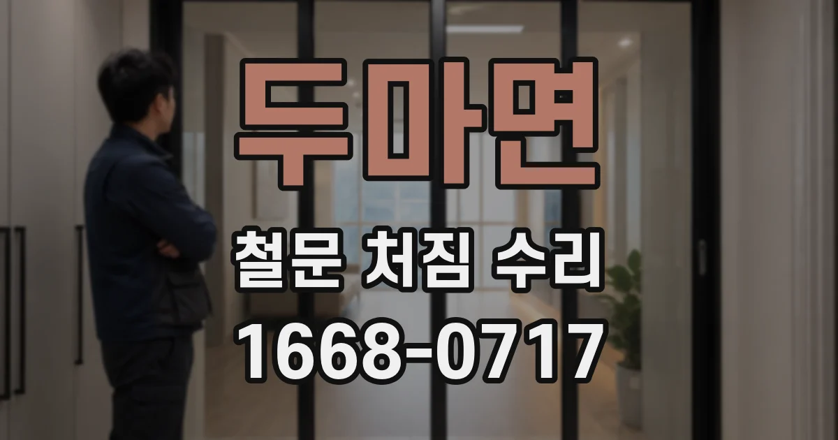 두마면 철문 처짐 수리