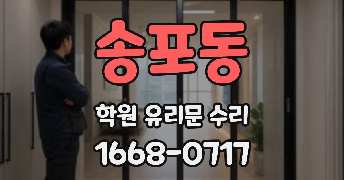 송포동 학원 유리문 수리