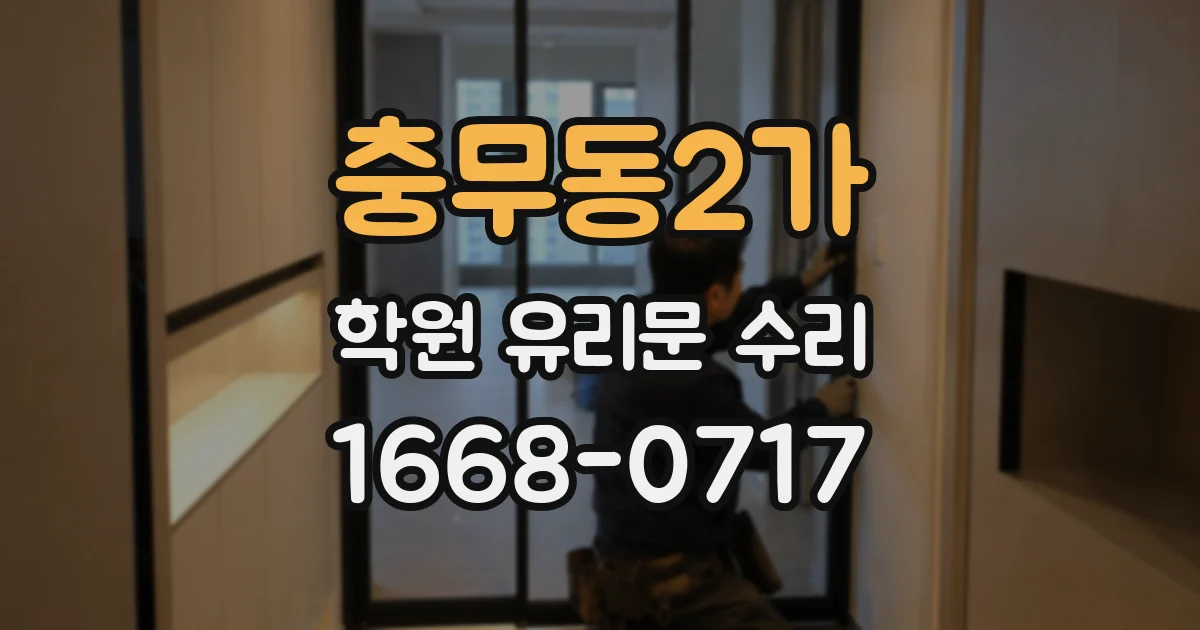 충무동2가 학원 유리문 수리