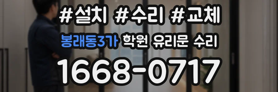 봉래동3가 학원 유리문 수리