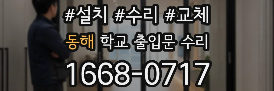동해 학교 출입문 수리