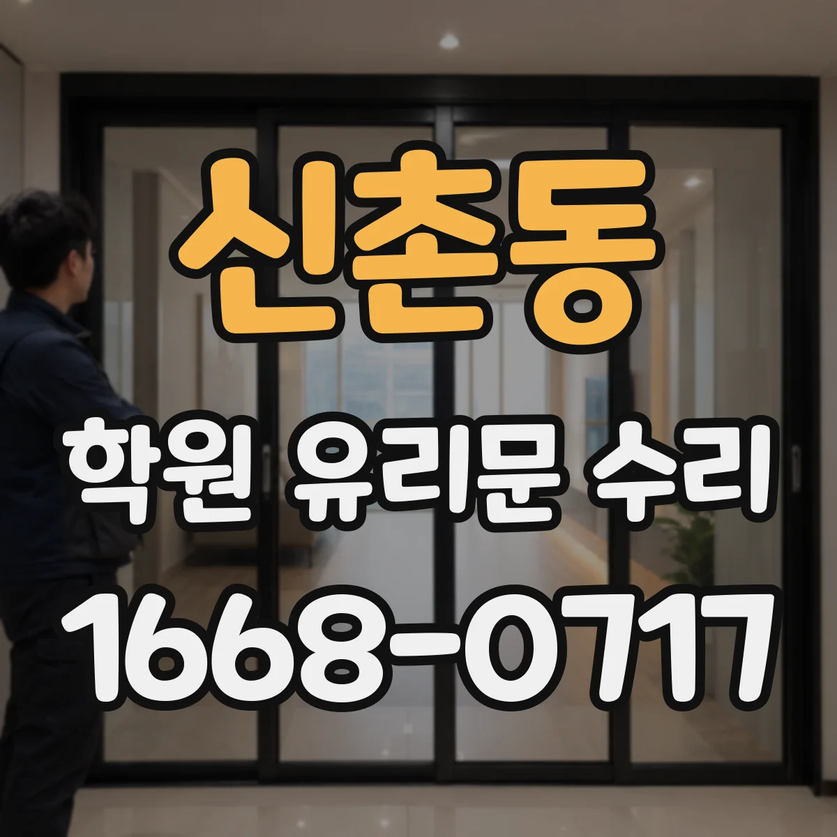 신촌동 학원 유리문 수리