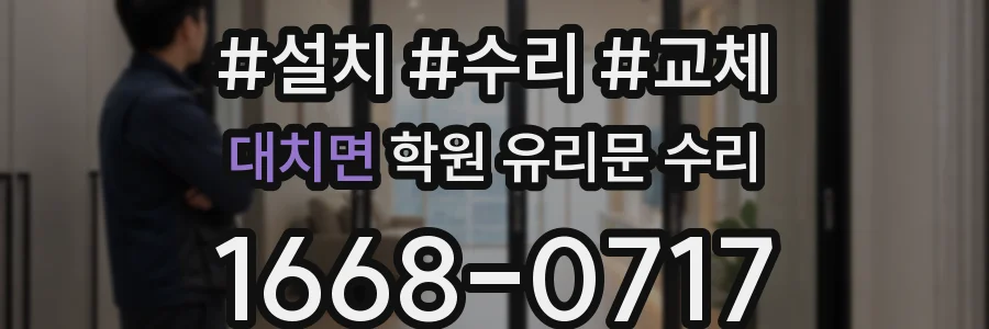 대치면 학원 유리문 수리