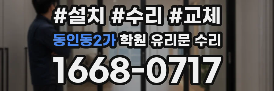 동인동2가 학원 유리문 수리