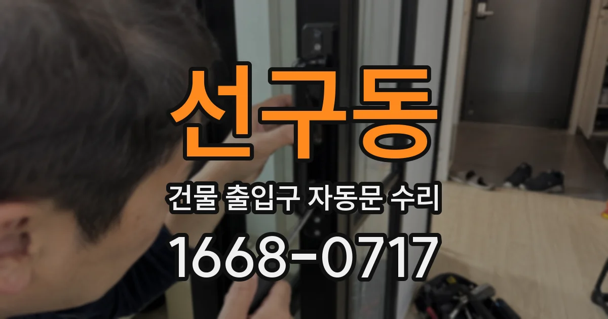 선구동 건물 출입구 자동문 수리