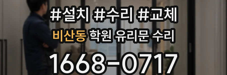 비산동 학원 유리문 수리