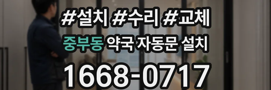 중부동 약국 자동문 설치