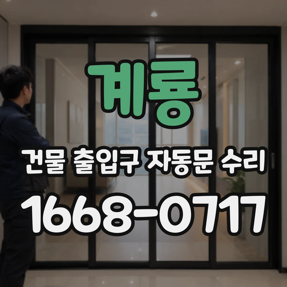 계룡 건물 출입구 자동문 수리 도어 하부 간섭으로 센서 인식 문제 해결
