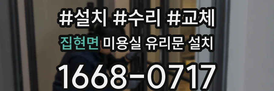 집현면 미용실 유리문 설치