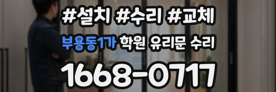 부용동1가 학원 유리문 수리