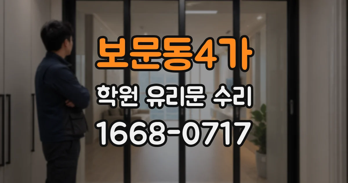 보문동4가 학원 유리문 수리