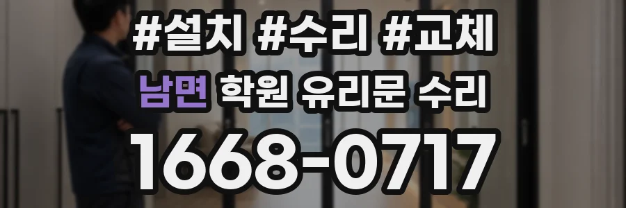 남면 학원 유리문 수리