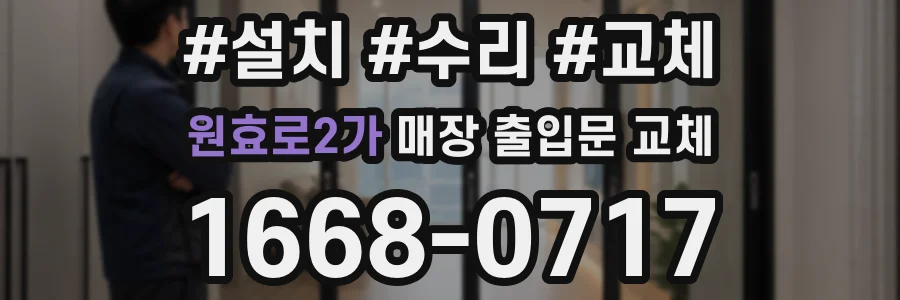 원효로2가 매장 출입문 교체