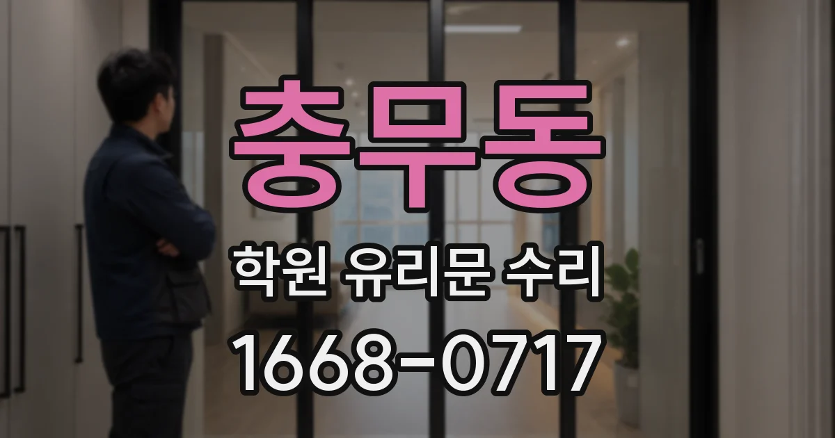 충무동 학원 유리문 수리