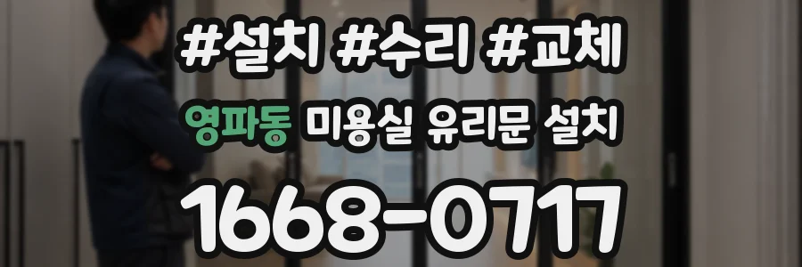 영파동 미용실 유리문 설치