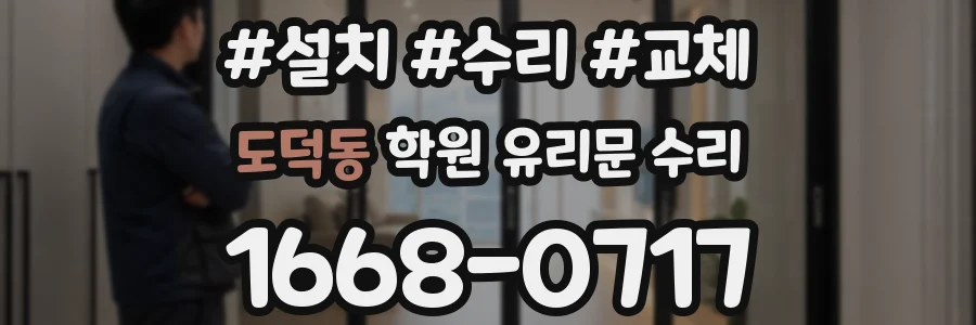 도덕동 학원 유리문 수리