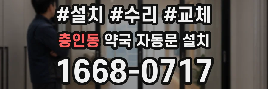 충인동 약국 자동문 설치