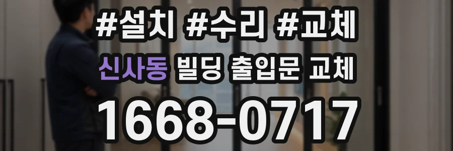 신사동 빌딩 출입문 교체