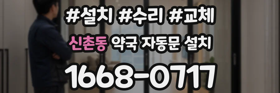 신촌동 약국 자동문 설치