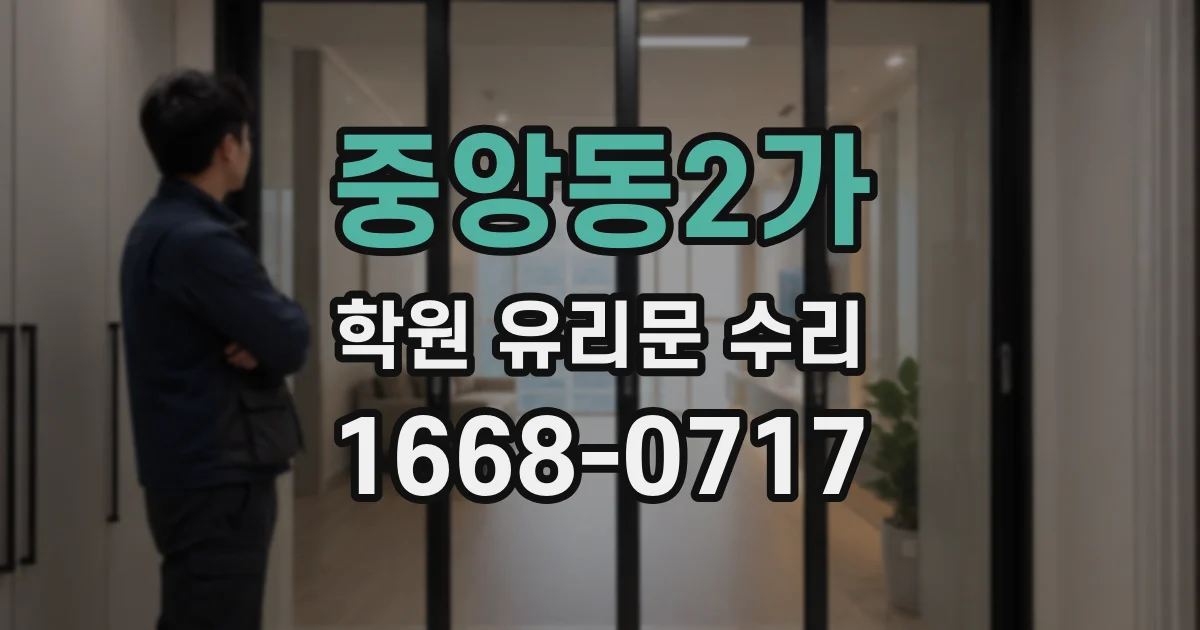 중앙동2가 학원 유리문 수리