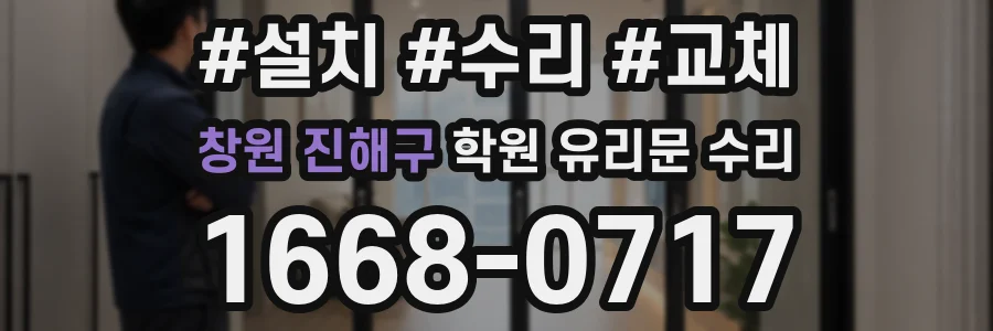 창원 진해구 학원 유리문 수리