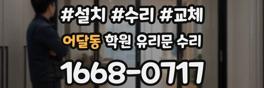 어달동 학원 유리문 수리
