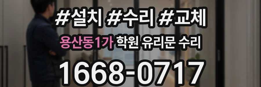 용산동1가 학원 유리문 수리