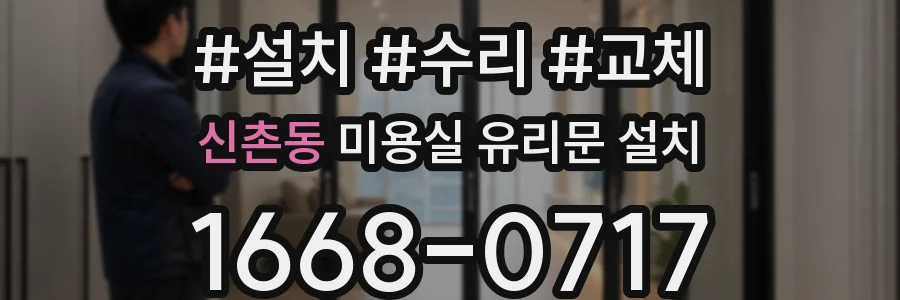 신촌동 미용실 유리문 설치