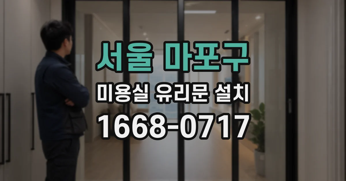서울 마포구 미용실 유리문 설치