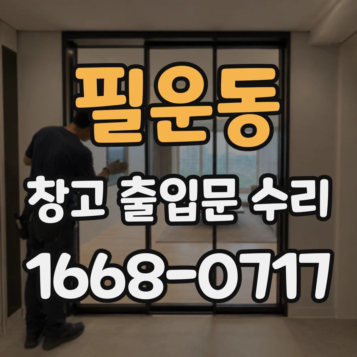 필운동 창고 출입문 수리 재장착 후 도어 클로징 위치 미세 조정
