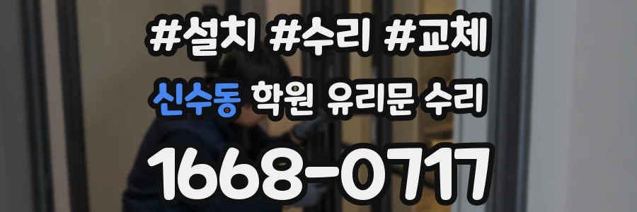 신수동 학원 유리문 수리