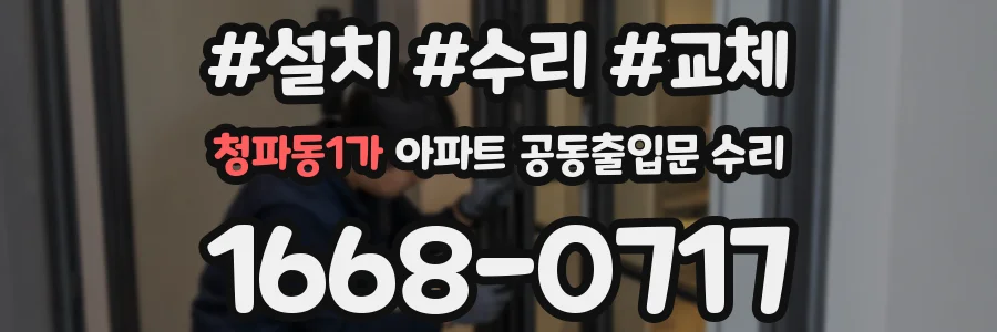 청파동1가 아파트 공동출입문 수리