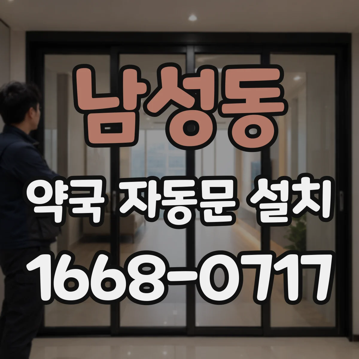 남성동 약국 자동문 설치