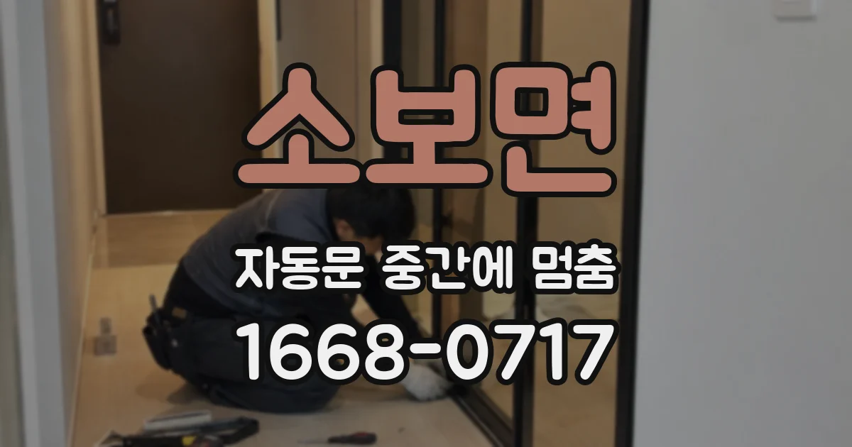 소보면 자동문 중간에 멈춤