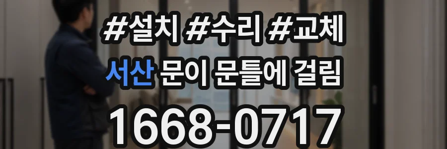 서산 문이 문틀에 걸림