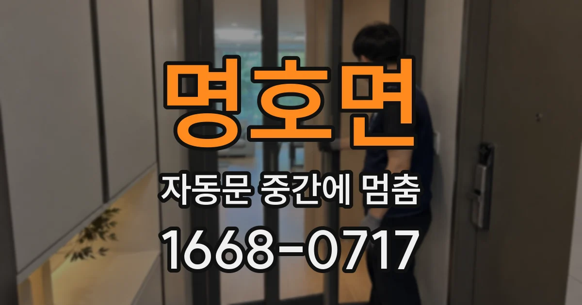 명호면 자동문 중간에 멈춤