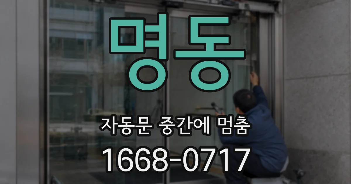 명동 자동문 중간에 멈춤