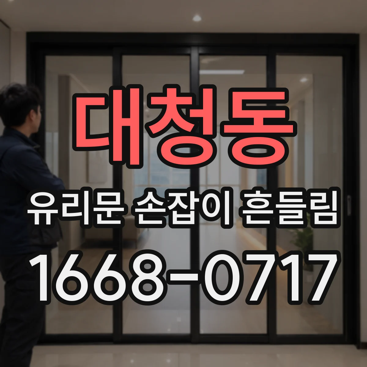 대청동 유리문 손잡이 흔들림