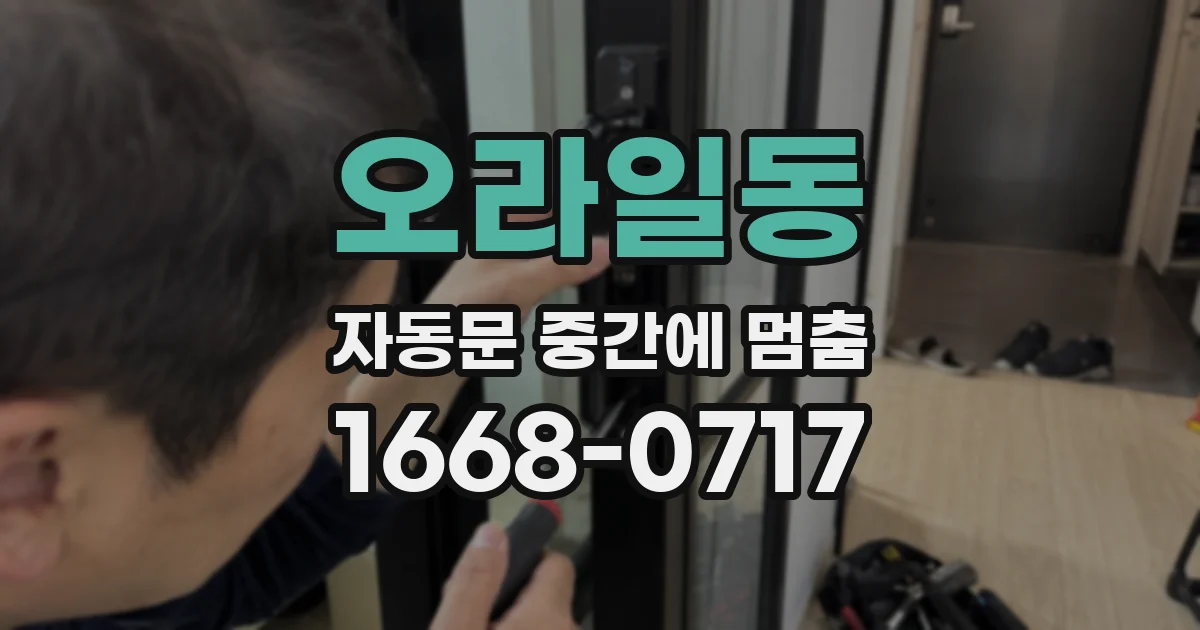 오라일동 자동문 중간에 멈춤