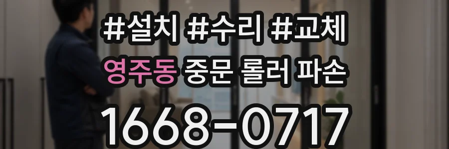 영주동 중문 롤러 파손