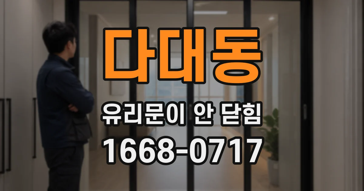 다대동 유리문이 안 닫힘