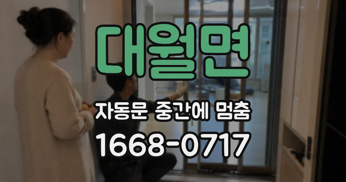 대월면 자동문 중간에 멈춤