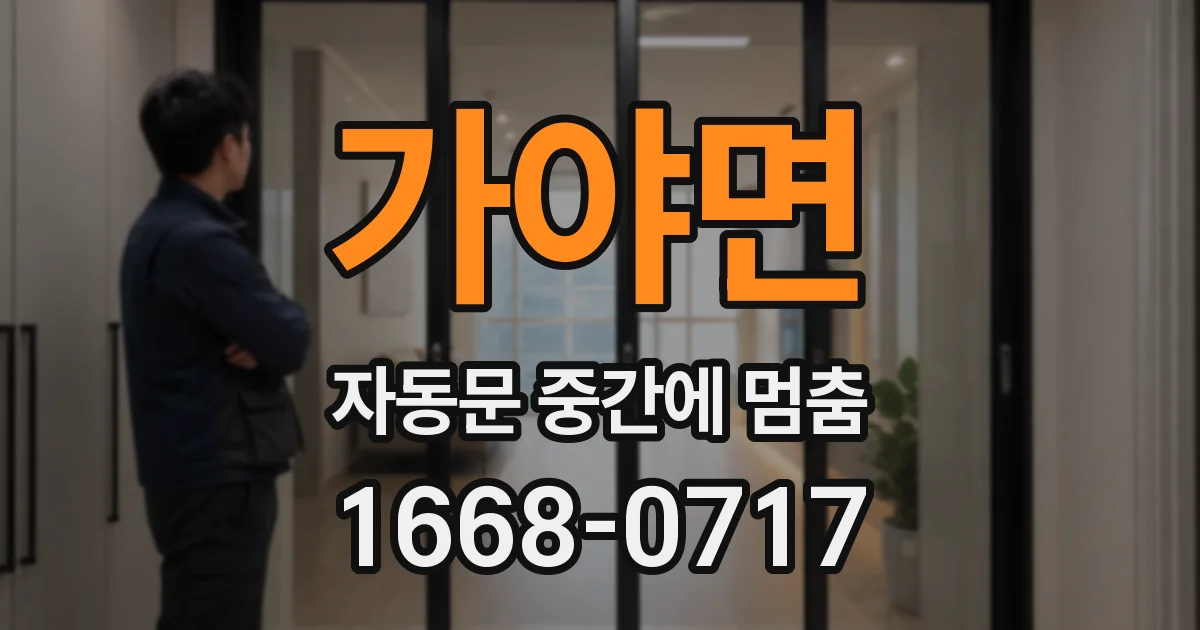 가야면 자동문 중간에 멈춤