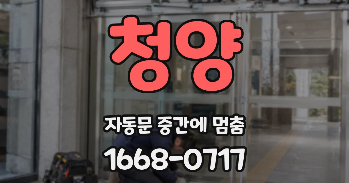 청양 자동문 중간에 멈춤